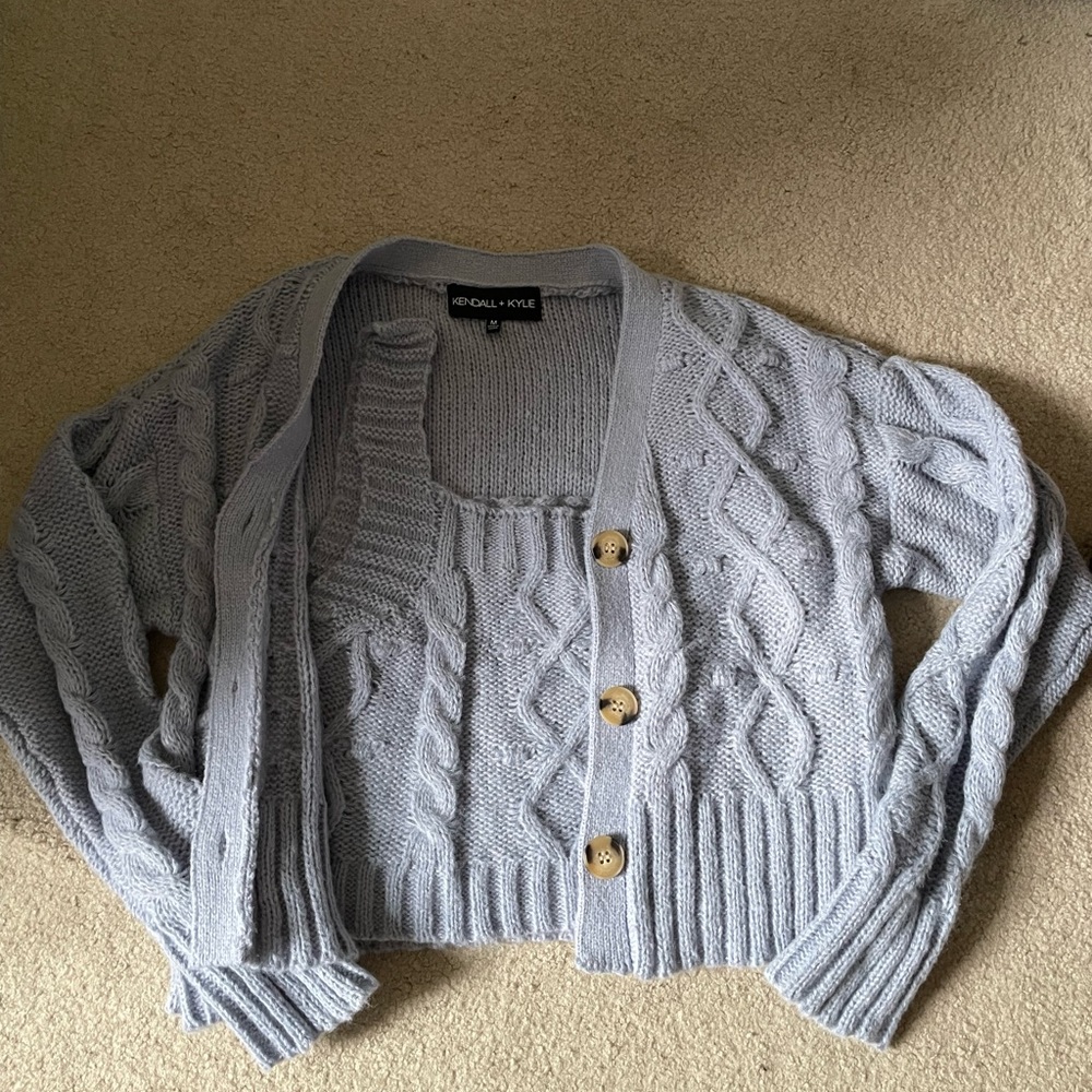 ❌ SOLD❌ dusty blue cardigan sweater set